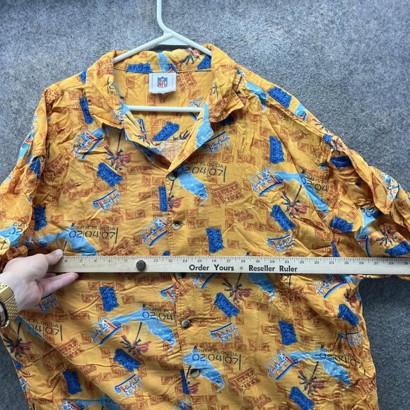 Super Bowl South Florida Shirt Mens XL Yellow NFL Football Hawaiian Rayon - Picture 5 of 10
